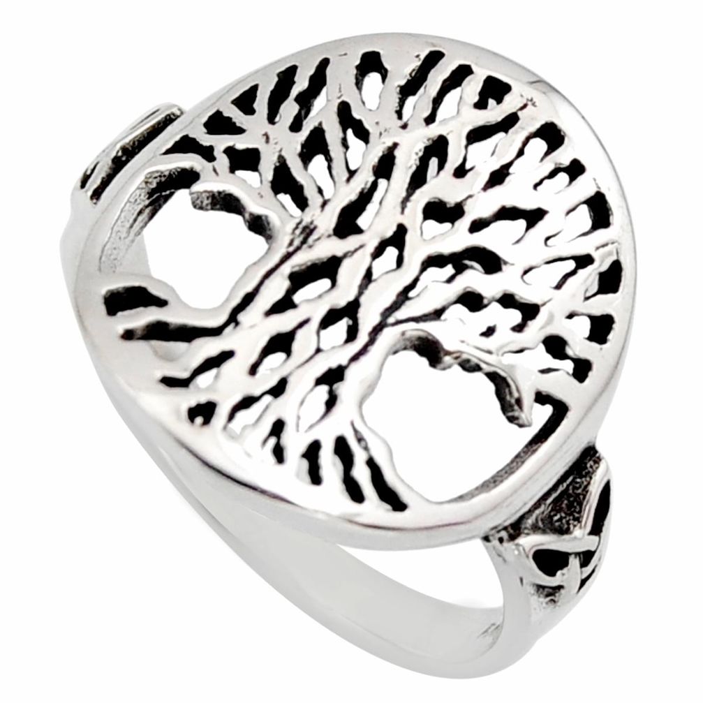 4.47gms indonesian bali style 925 silver tree of connectivity ring size 8 c8327