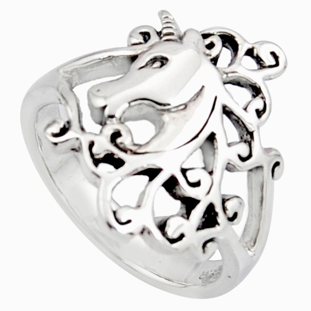 5.48gms indonesian bali style 925 sterling silver unicorn ring size 9 c8334