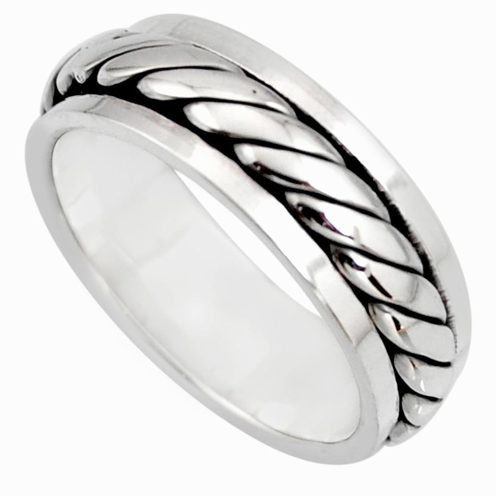 6.02gms meditation and concentration 925 silver spinner band ring size 7.5 c8343