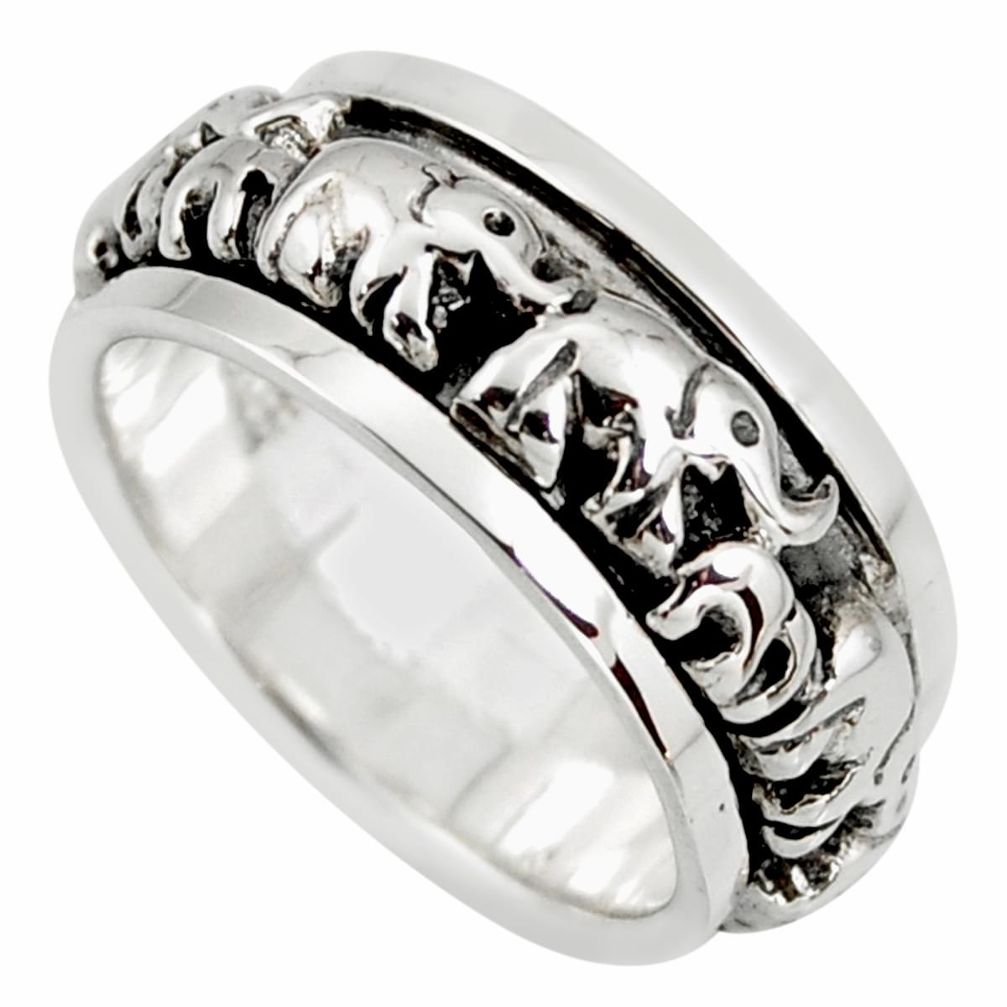 7.02gms meditation and concentration 925 silver spinner band ring size 5.5 c8347