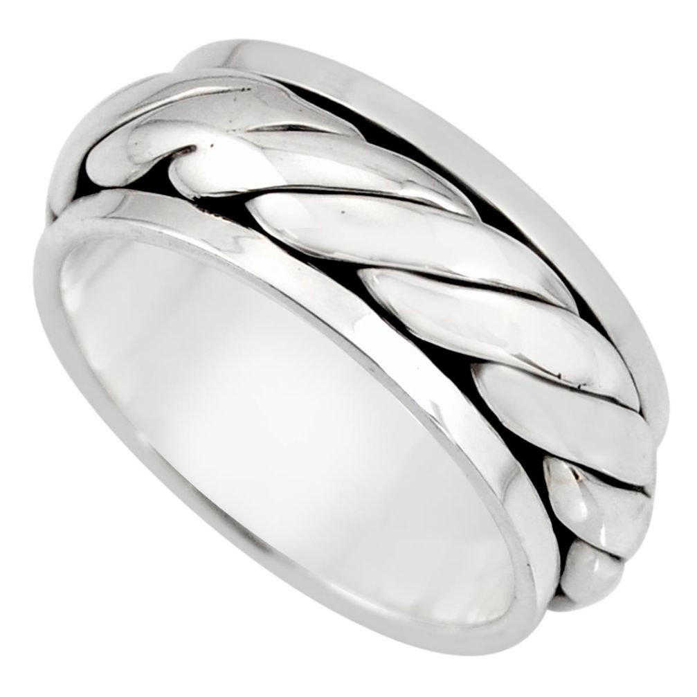 925 silver 10.69gm meditation and concentration spinner band ring size 9.5 c8350