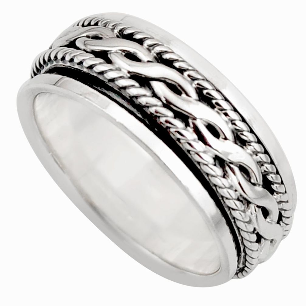 925 silver 7.69gms meditation and concentration spinner band ring size 7.5 c8354