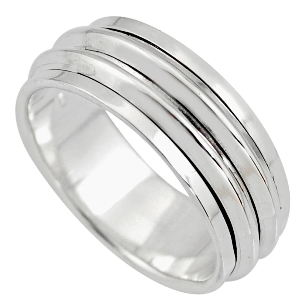 7.69gms meditation and concentration 925 silver spinner band ring size 8.5 c8364