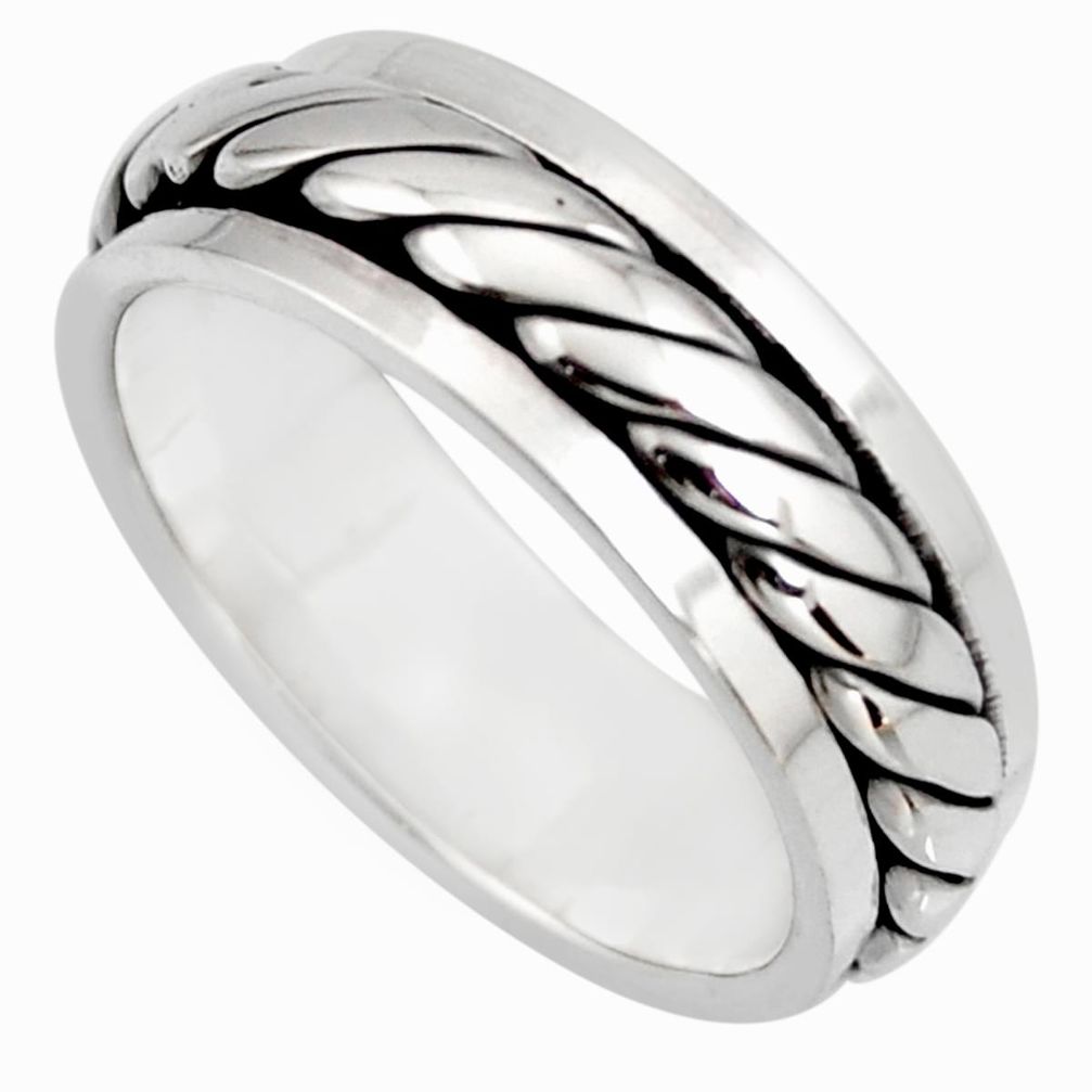 6.69gms meditation and concentration 925 silver spinner band ring size 9.5 c8370