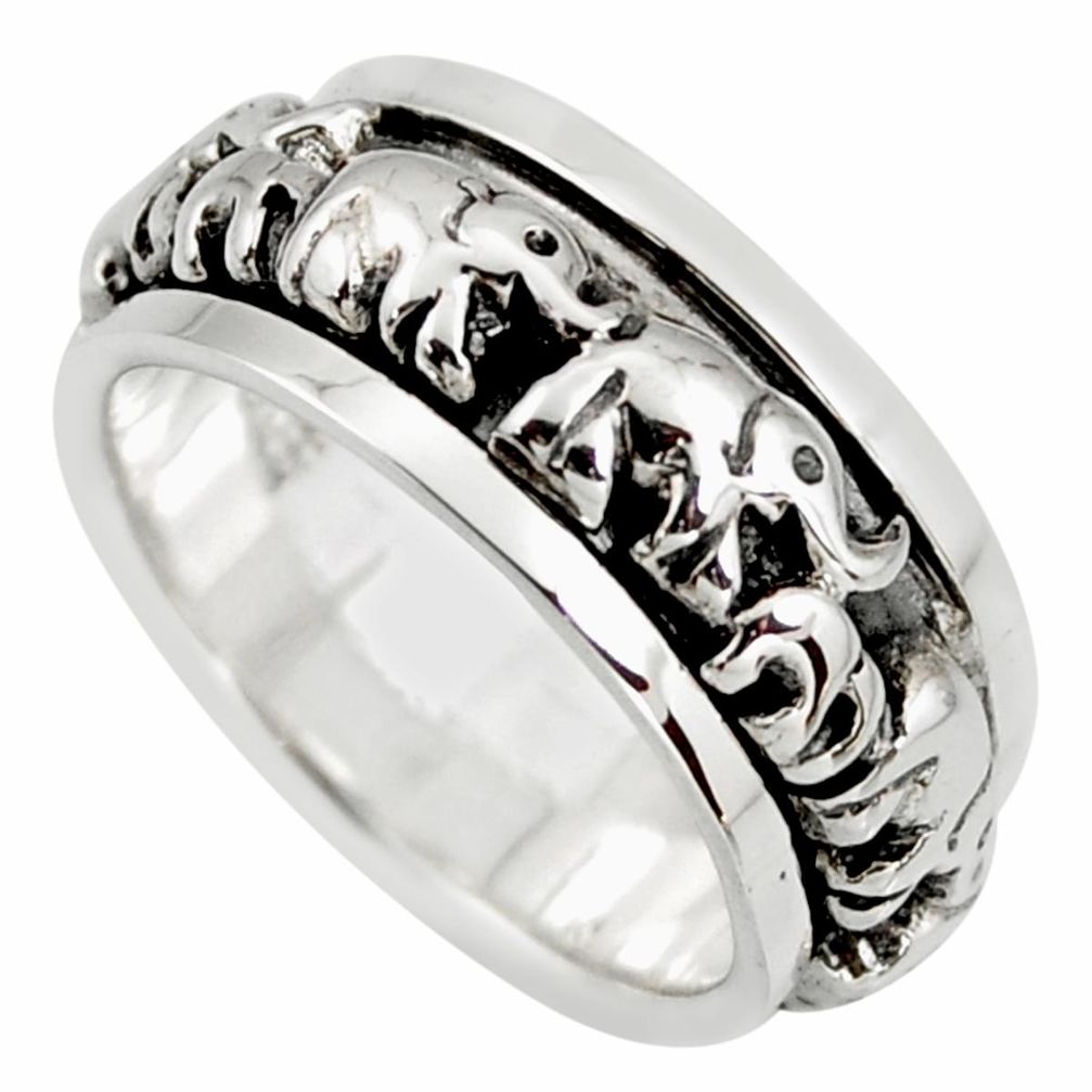 7.26gms meditation and concentration 925 silver spinner band ring size 5.5 c8373