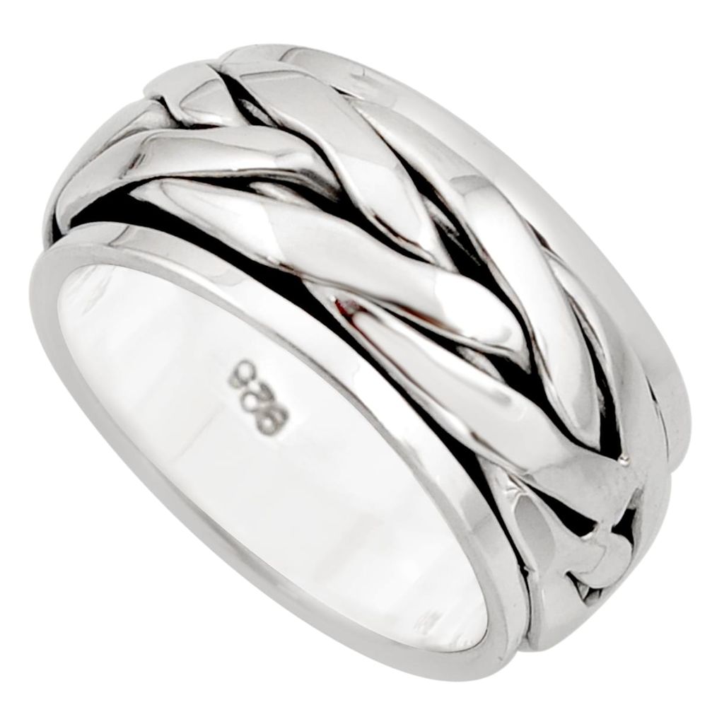 11.69gm meditation and concentration 925 silver spinner band ring size 8.5 c8377