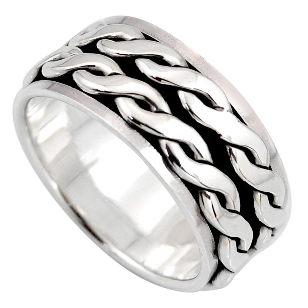 10.69gms meditation and concentration silver spinner band ring size 10.5 c8380