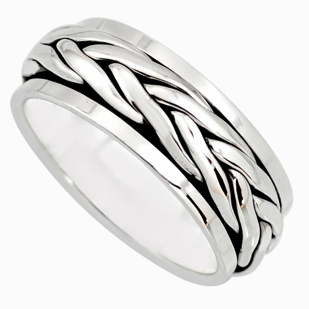 9.67gms meditation and concentration 925 silver spinner band ring size 9.5 c8388