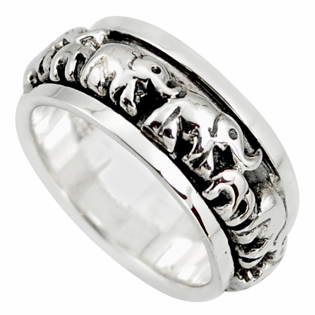 7.26gms elephants 925 silver spinner band ring size 6.5 c8389