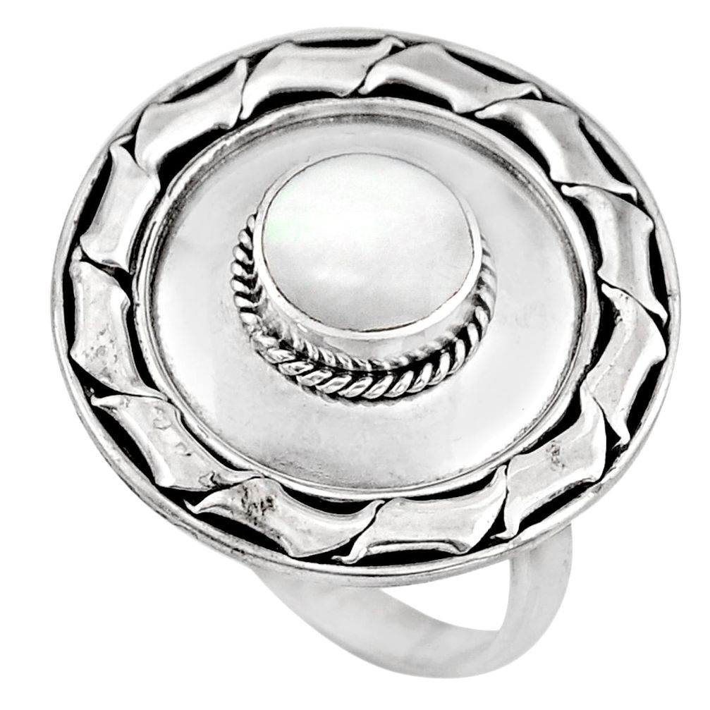 1.79cts natural white pearl 925 sterling silver solitaire ring size 8.5 c8425