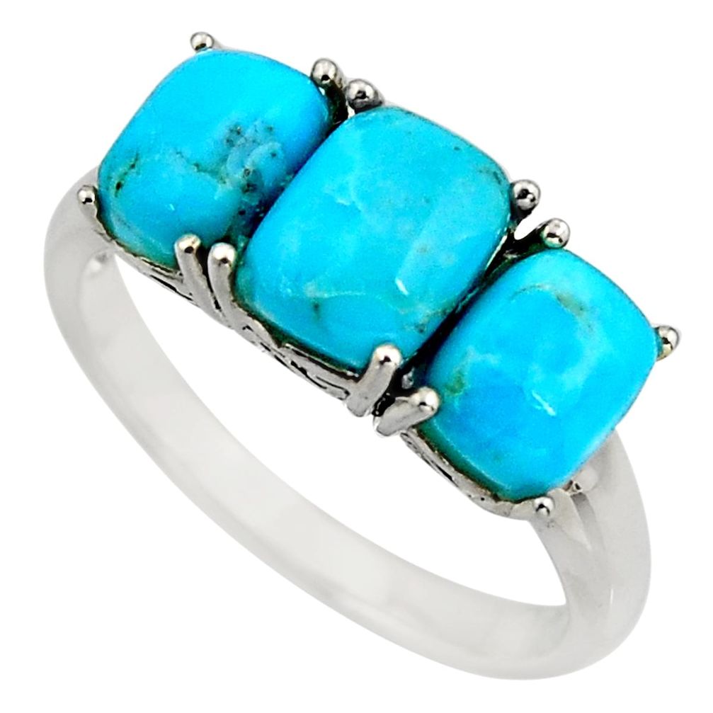 5.11cts fine blue turquoise 925 sterling silver mens ring jewelry size 9 c8501