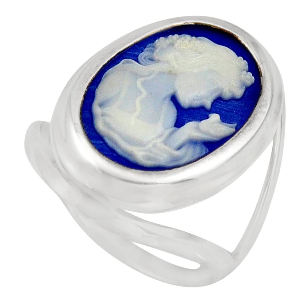 6.44cts white lady bird cameo 925 sterling silver ring jewelry size 7 c8534