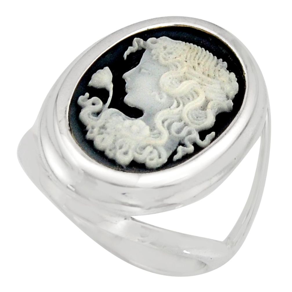 6.39cts white lady flower cameo 925 sterling silver ring jewelry size 6 c8537