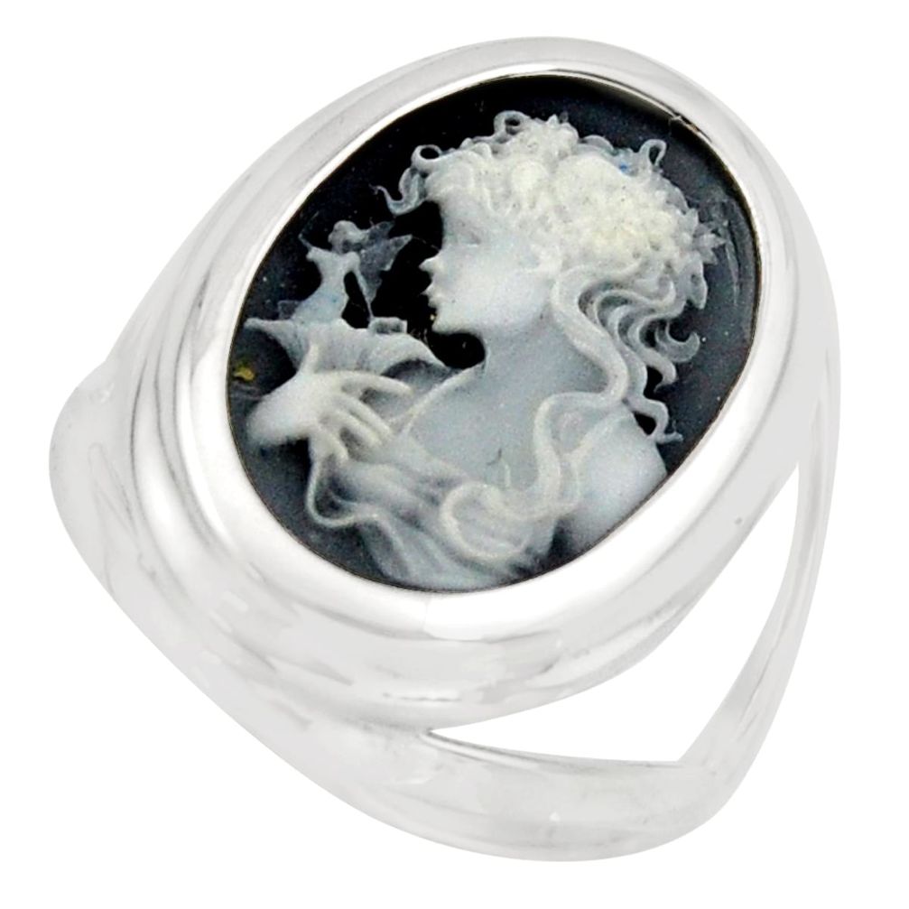 6.39cts white lady angel cameo 925 sterling silver ring jewelry size 7 c8538