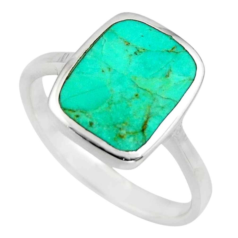 4.89gms green arizona mohave turquoise enamel 925 silver ring size 9 c8541