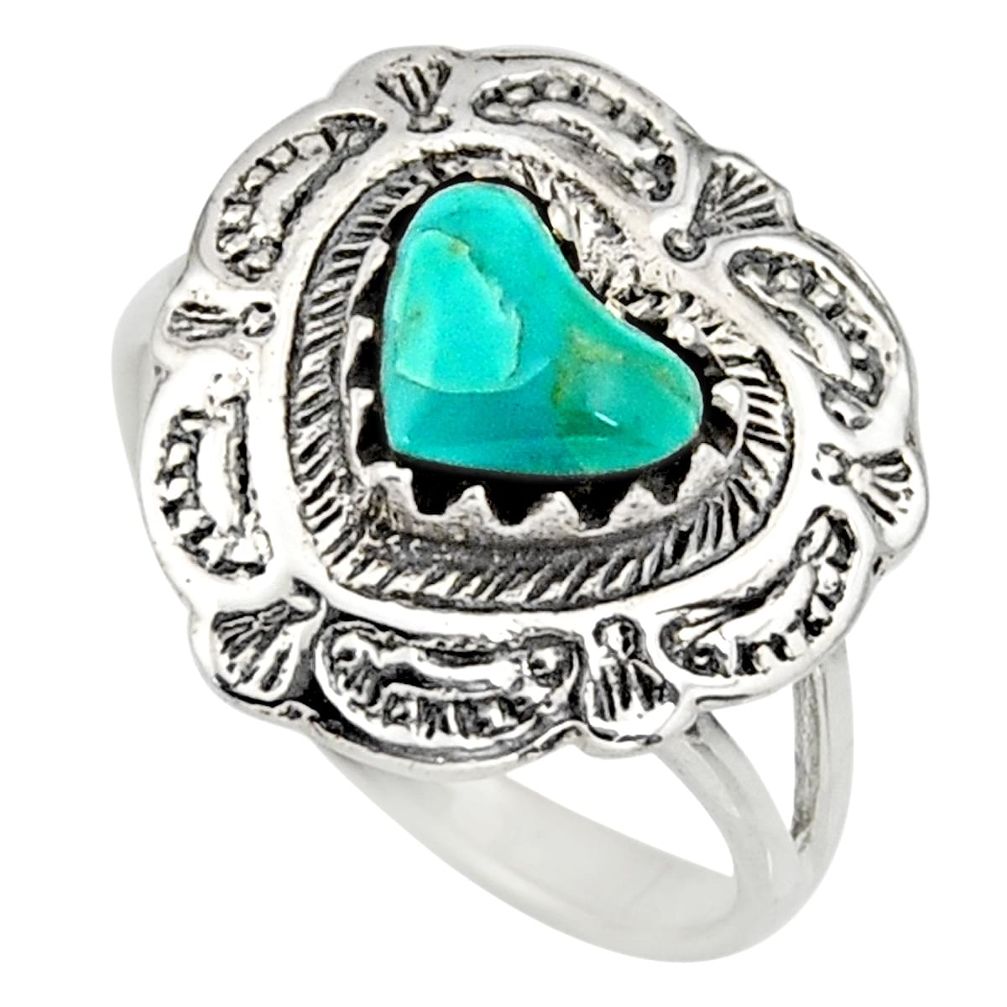 1.30cts green arizona mohave turquoise 925 sterling silver ring size 5.5 c8546