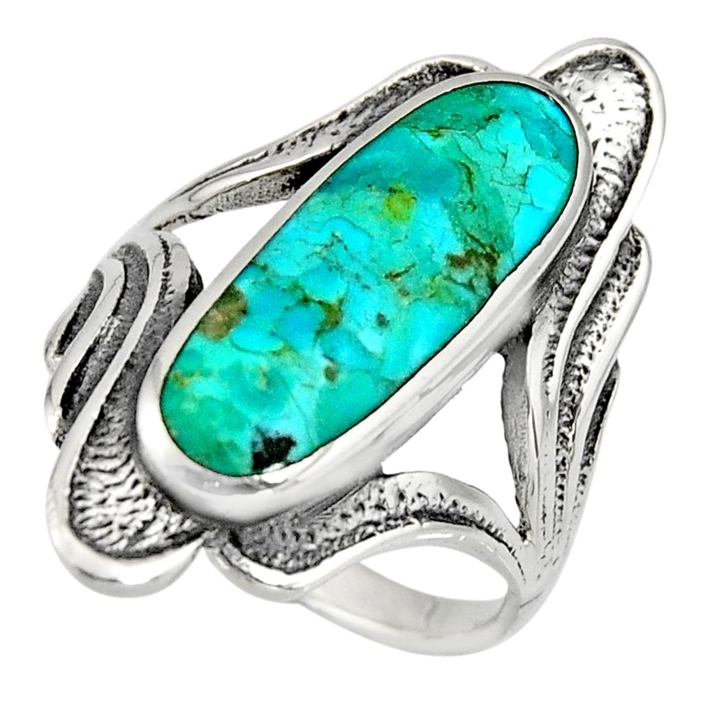 6.68gms green arizona mohave turquoise enamel 925 silver ring size 7 c8606