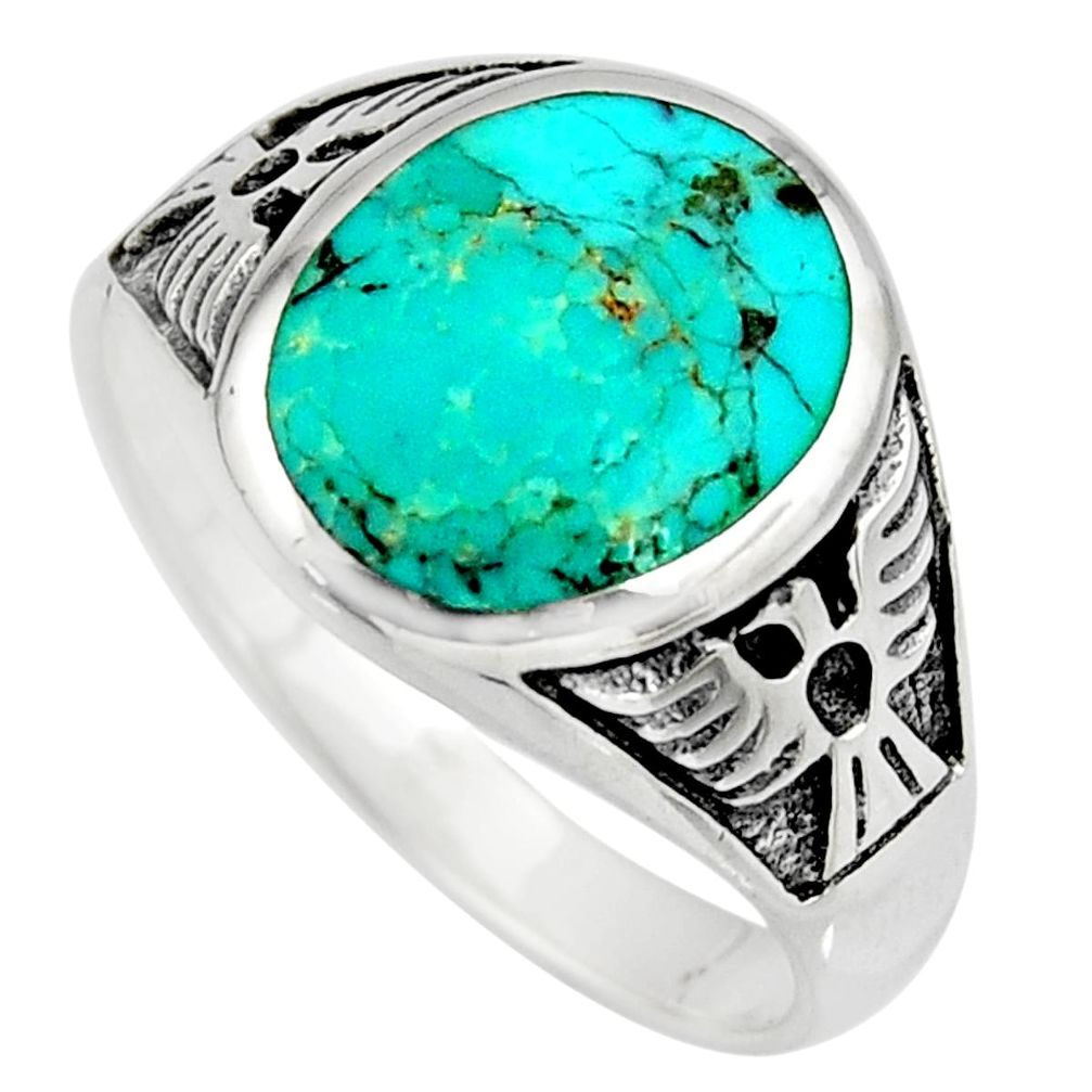 5.47gms green arizona mohave turquoise enamel 925 silver ring size 10 c8614