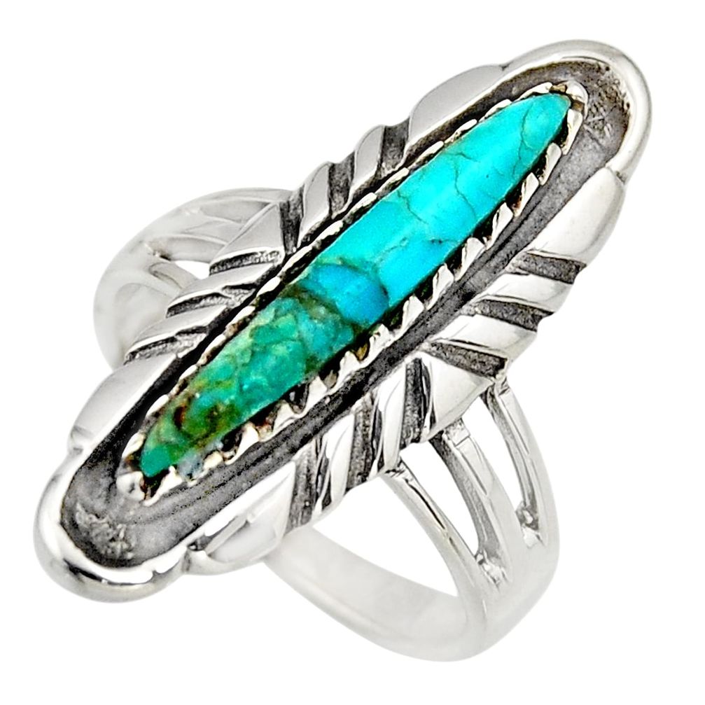 925 sterling silver 2.36cts green arizona mohave turquoise ring size 7 c8615