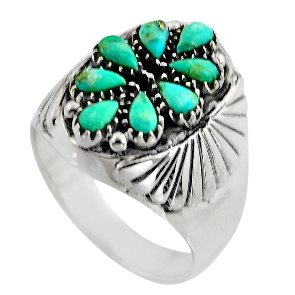 3.16cts green arizona mohave turquoise 925 sterling silver ring size 9.5 c8620