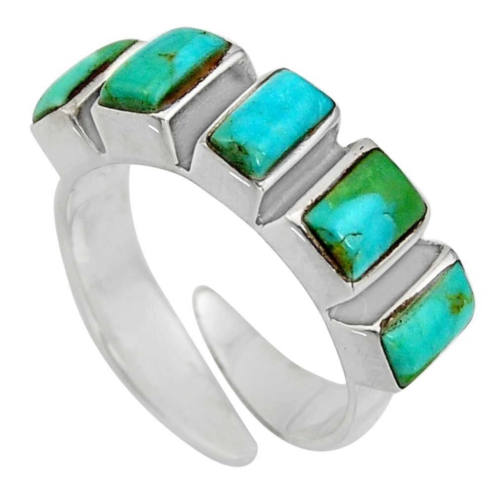 4.70cts green arizona mohave turquoise 925 silver adjustable ring size 6 c8664