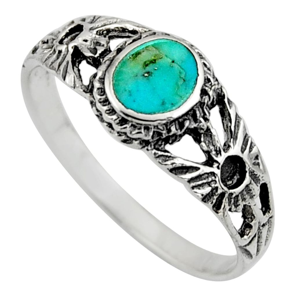 925 silver 2.26gms green arizona mohave turquoise enamel ring size 7.5 c8666