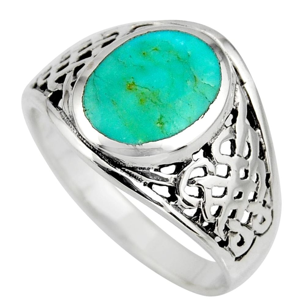 5.89gms green arizona mohave turquoise enamel 925 silver ring size 11 c8667