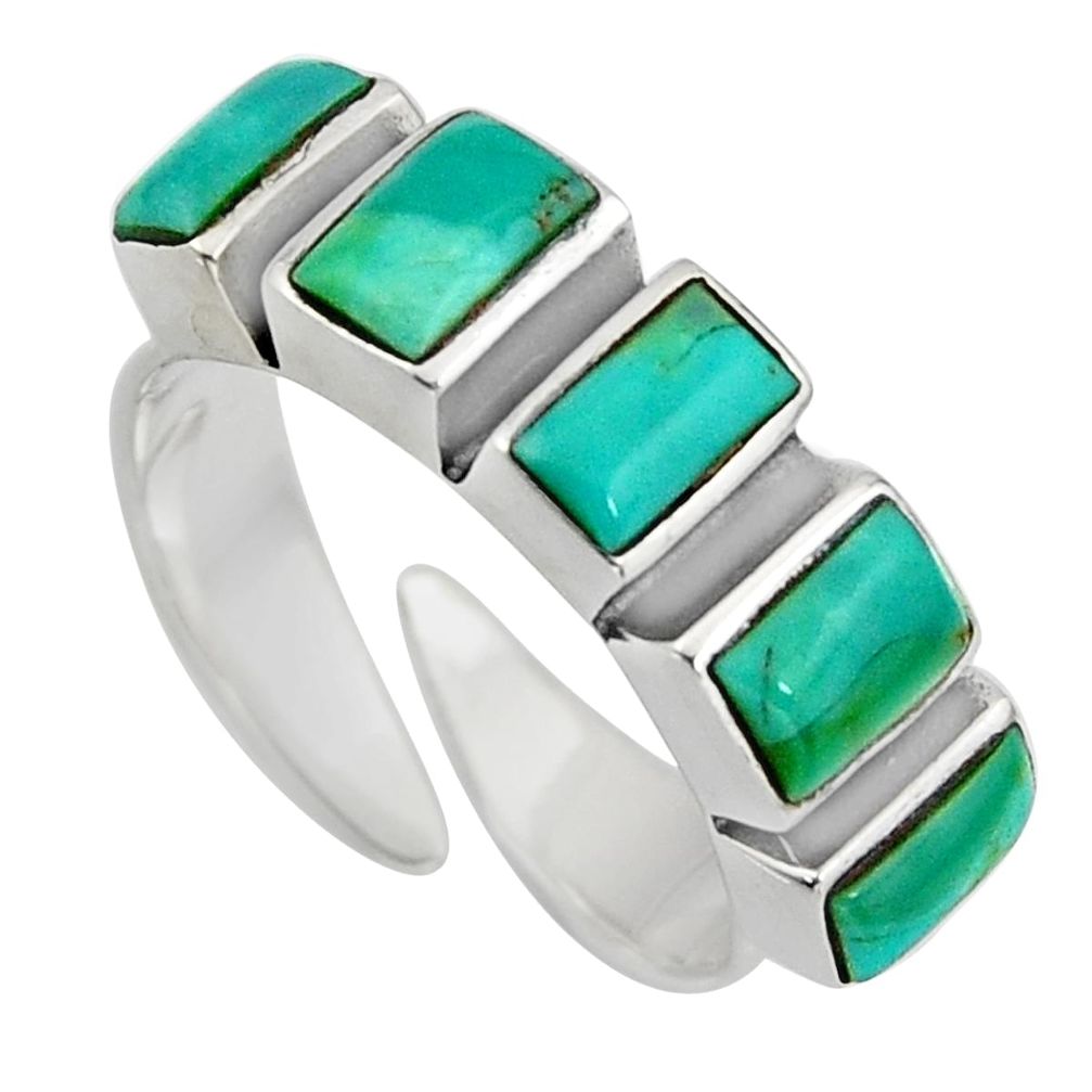 4.52cts green arizona mohave turquoise 925 silver adjustable ring size 6.5 c8668