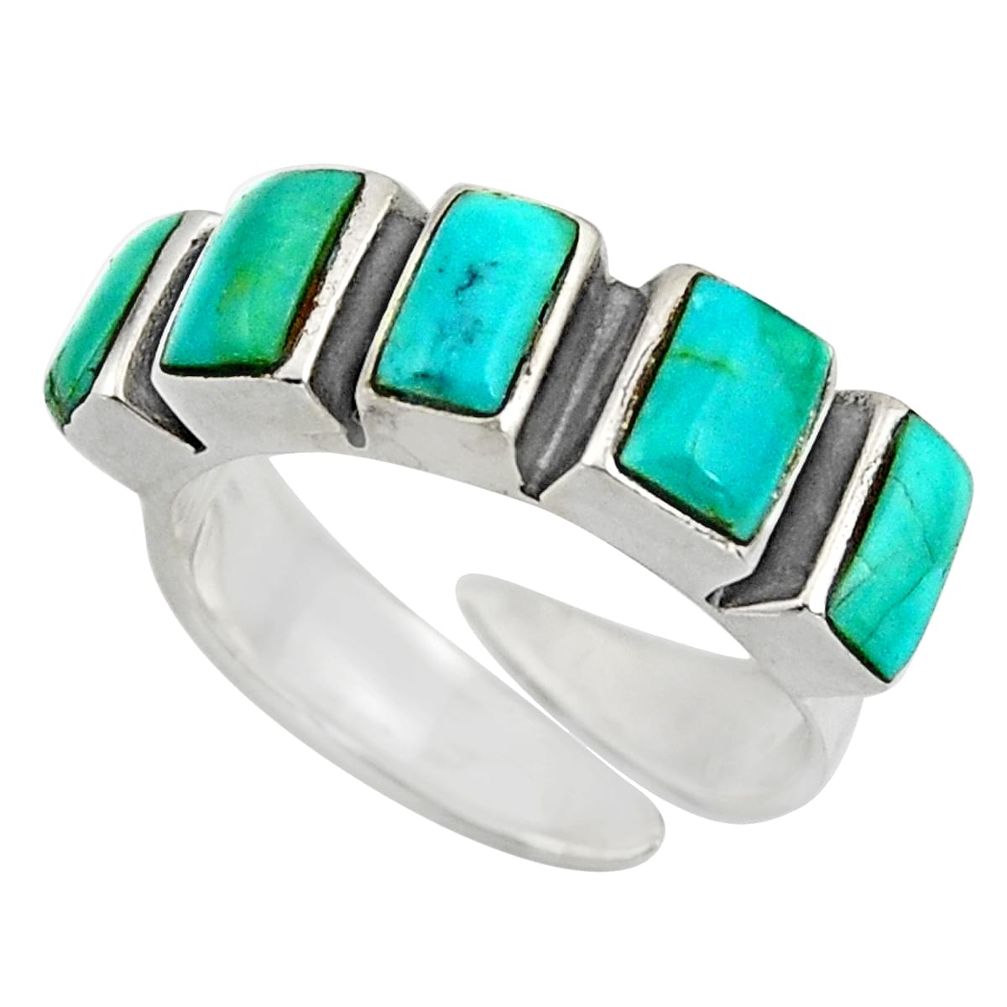 4.74cts green arizona mohave turquoise 925 silver adjustable ring size 6 c8670