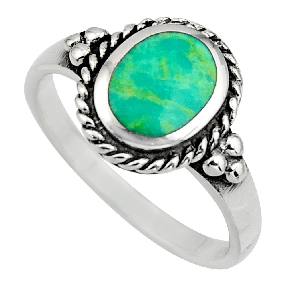 2.21cts green arizona mohave turquoise 925 sterling silver ring size 8 c8672