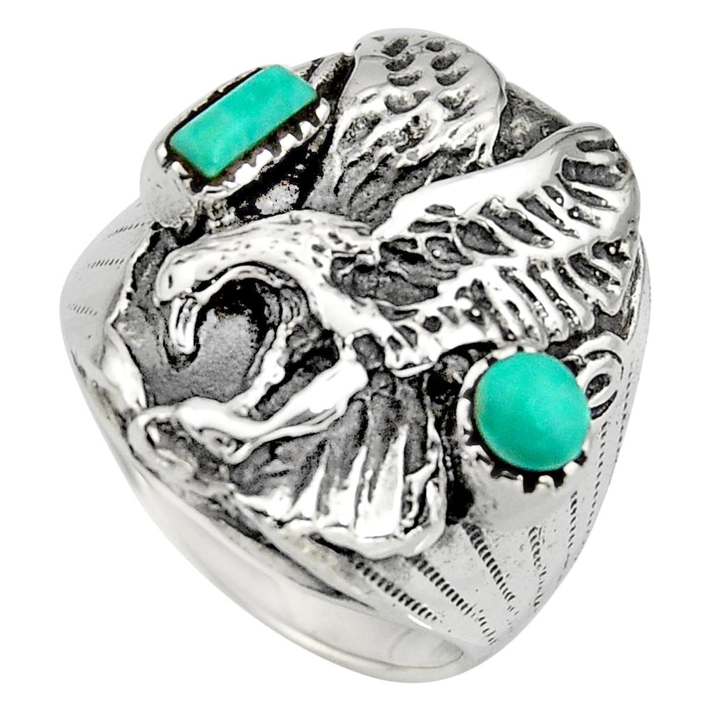 1.57cts green arizona mohave turquoise 925 sterling silver ring size 8.5 c8675