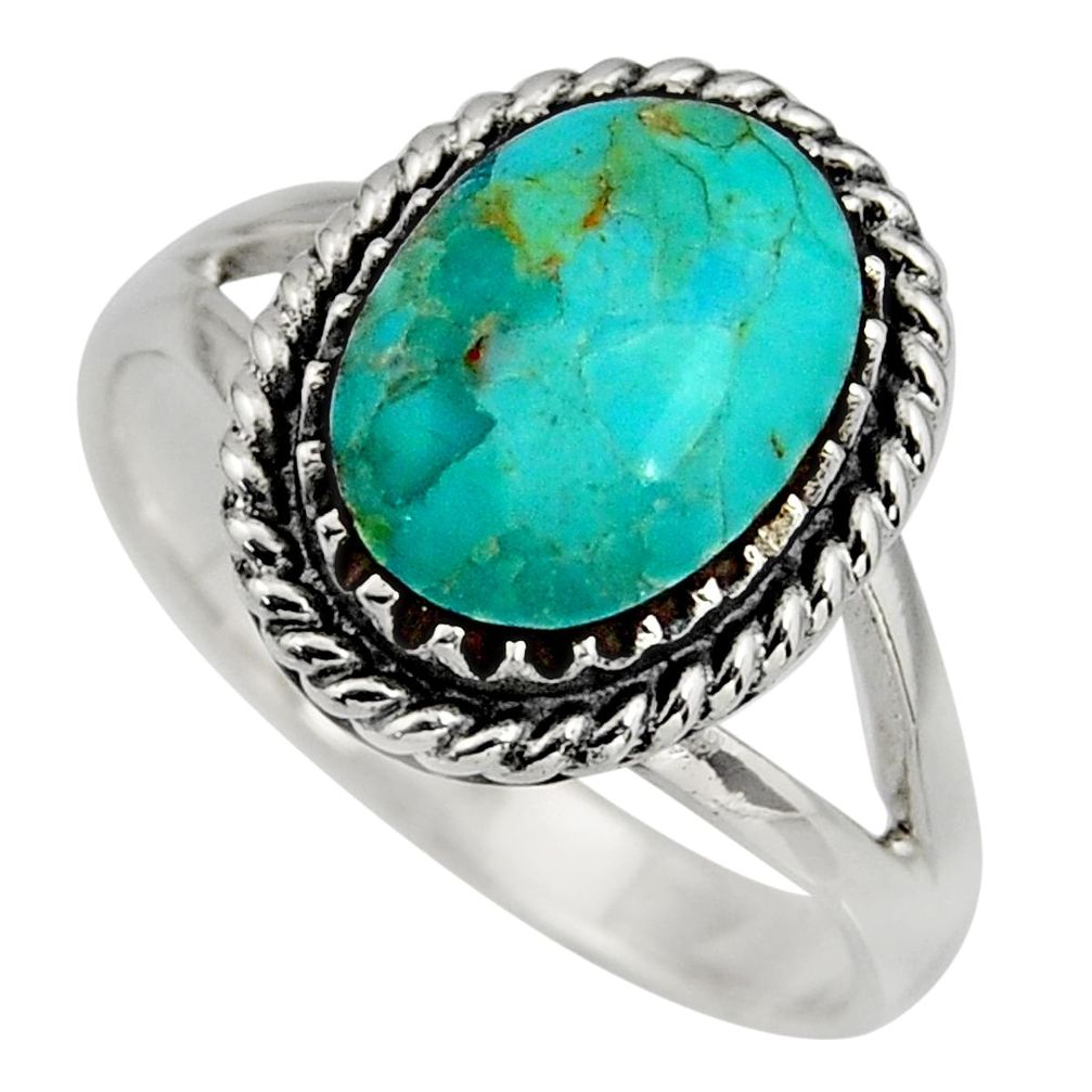 5.35cts green arizona mohave turquoise 925 sterling silver ring size 11 c8677