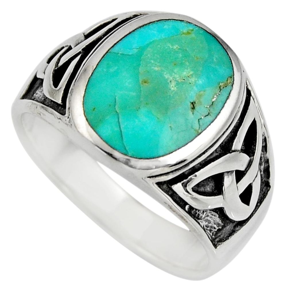10.69gms green arizona mohave turquoise enamel 925 silver ring size 10.5 c8681