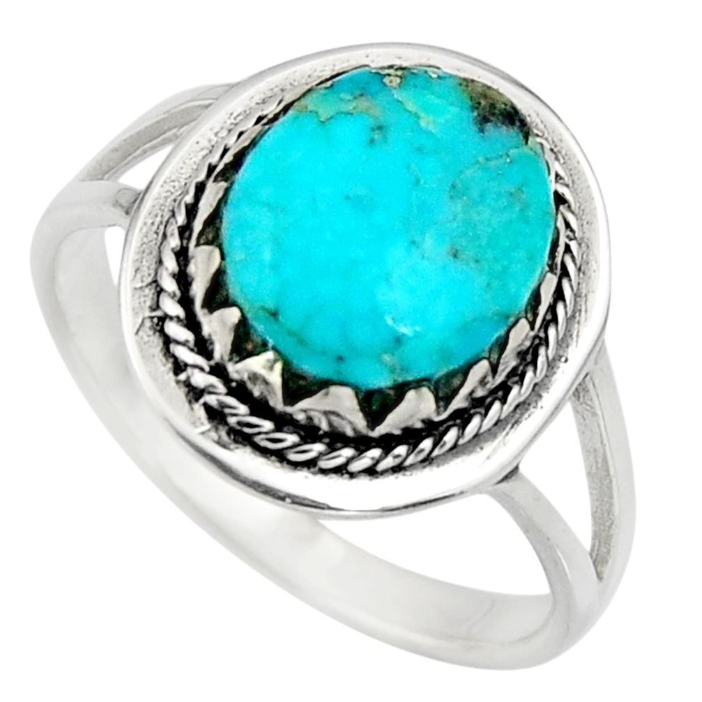 3.83cts green arizona mohave turquoise 925 sterling silver ring size 7.5 c8682