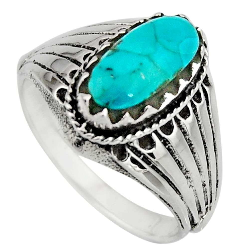 925 sterling silver 3.42cts green arizona mohave turquoise ring size 8 c8684