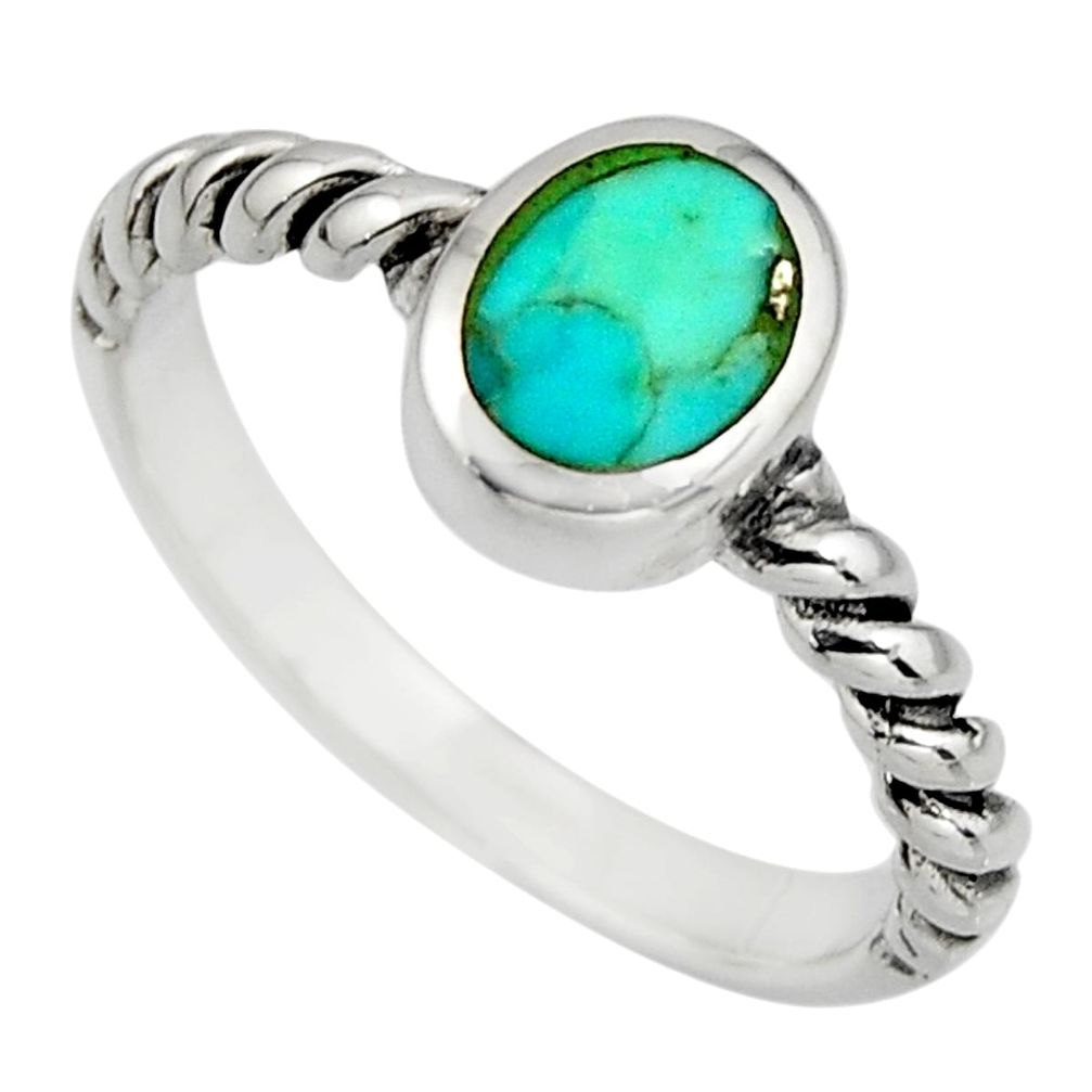 3.26gms green arizona mohave turquoise enamel 925 silver ring size 8 c8686