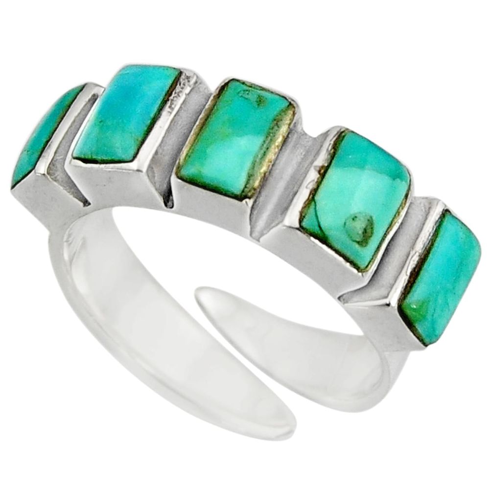 4.74cts green arizona mohave turquoise 925 silver adjustable ring size 5.5 c8687