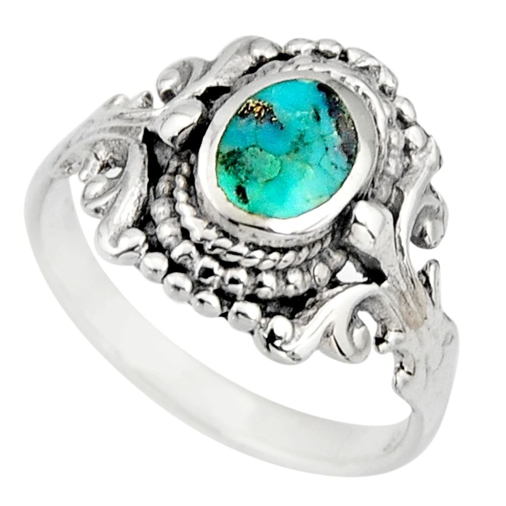 3.69gms green arizona mohave turquoise enamel 925 silver ring size 7 c8690