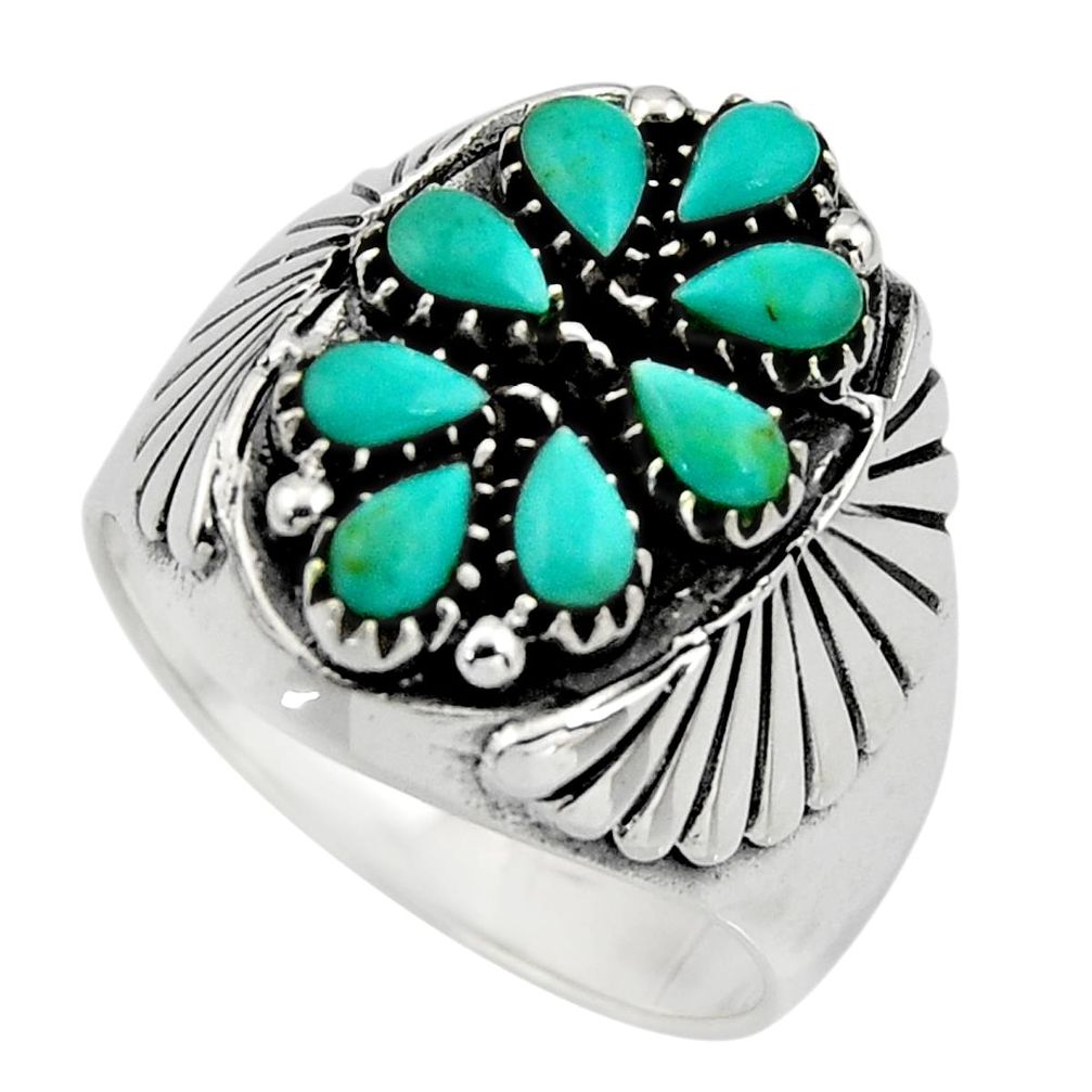 925 silver 3.39cts green arizona mohave turquoise pear ring size 9.5 c8691