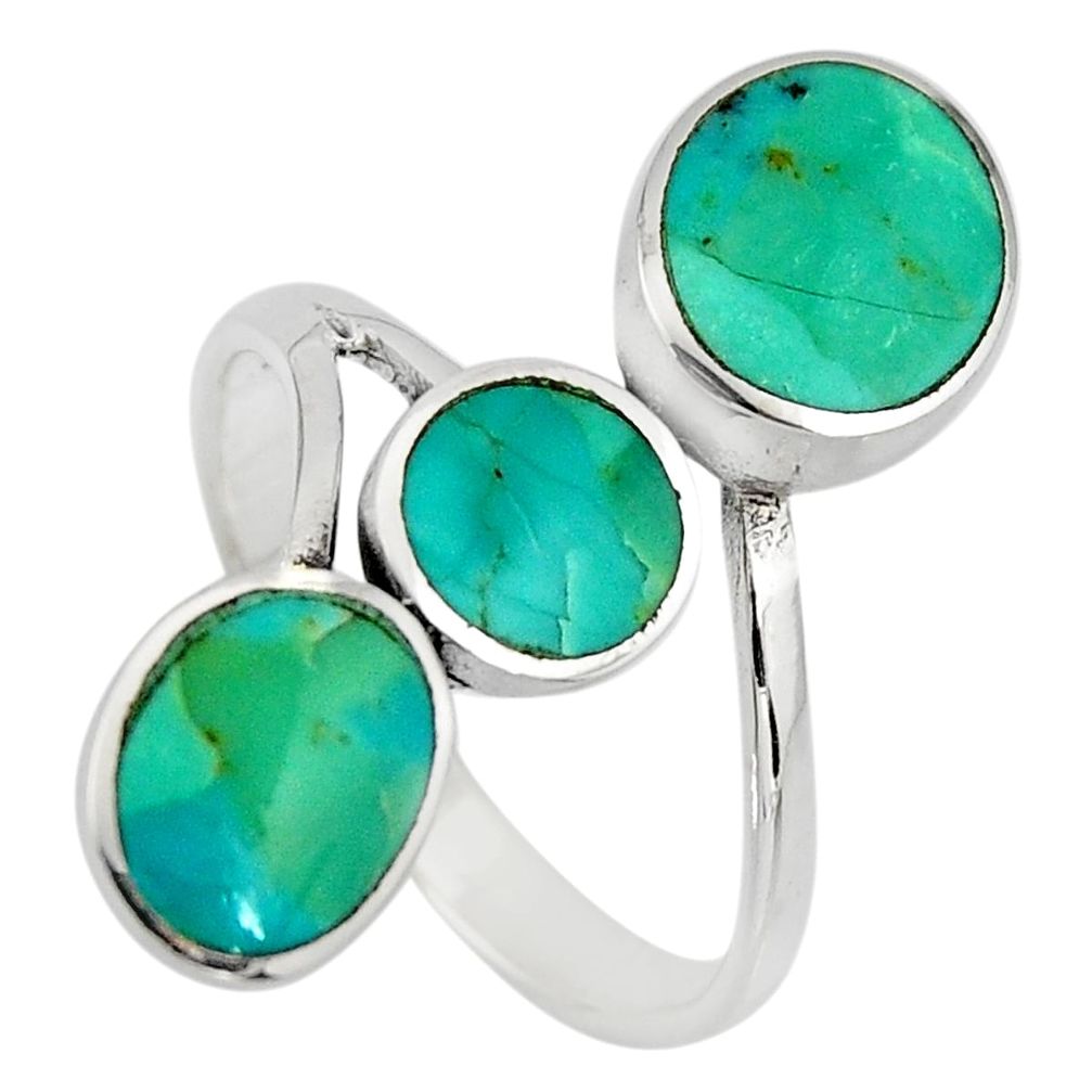 4.48gms green arizona mohave turquoise 925 silver adjustable ring size 9 c8693