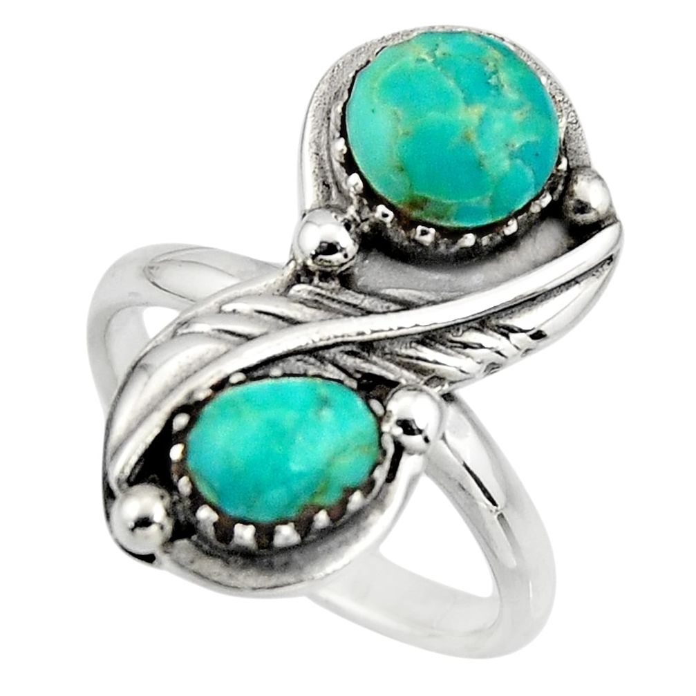 925 sterling silver 5.51cts green arizona mohave turquoise ring size 7 c8696