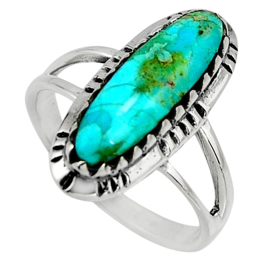 925 sterling silver 3.51cts blue arizona mohave turquoise ring size 9 c8703