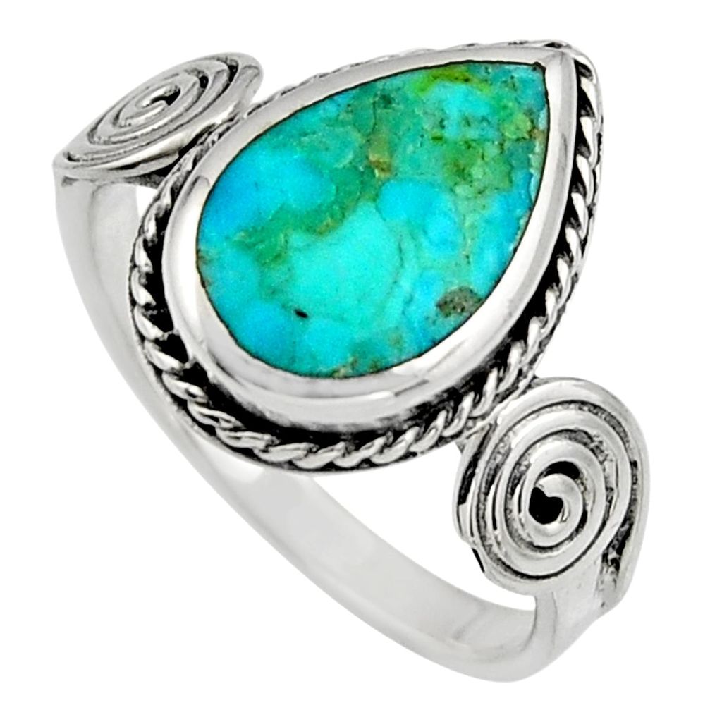 5.26gms blue arizona mohave turquoise enamel 925 silver ring size 9 c8704