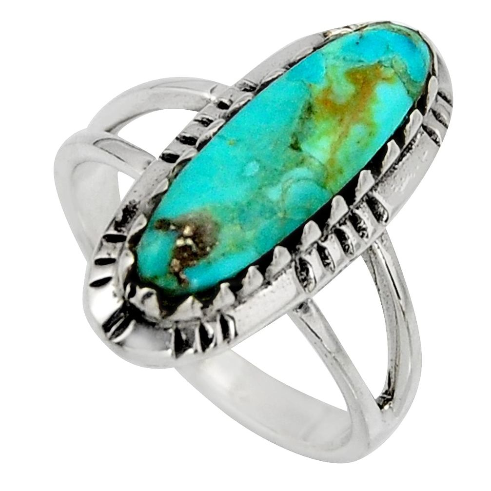 3.68cts blue arizona mohave turquoise 925 sterling silver ring size 7.5 c8705