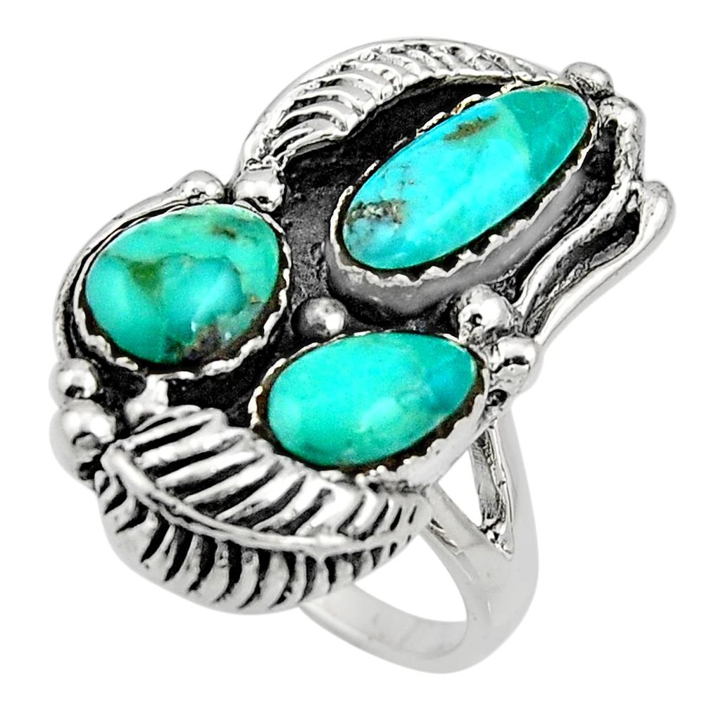925 sterling silver 10.98cts blue arizona mohave turquoise ring size 10.5 c8710