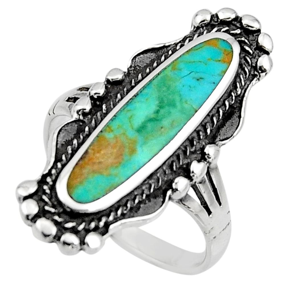 5.26gms blue arizona mohave turquoise enamel 925 silver ring size 8 c8711