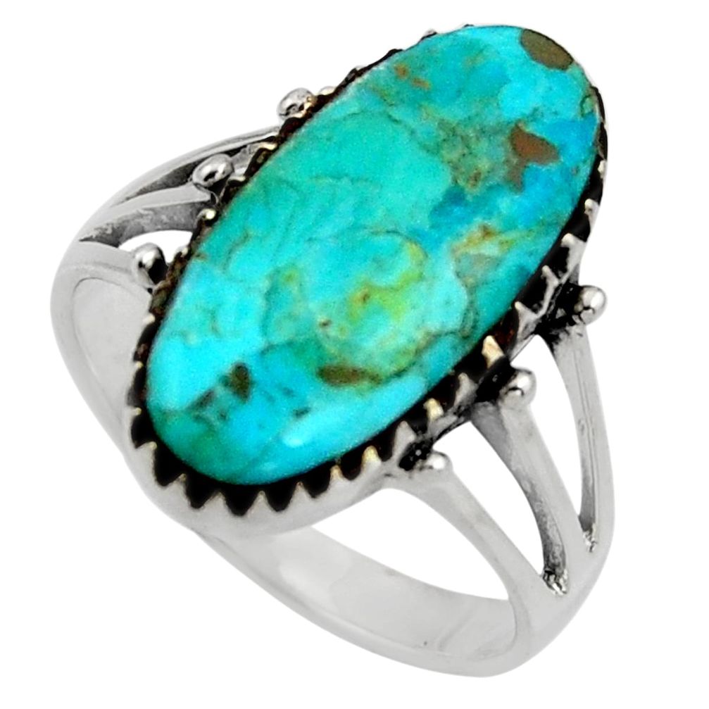 8.31cts blue arizona mohave turquoise 925 sterling silver ring size 9 c8713