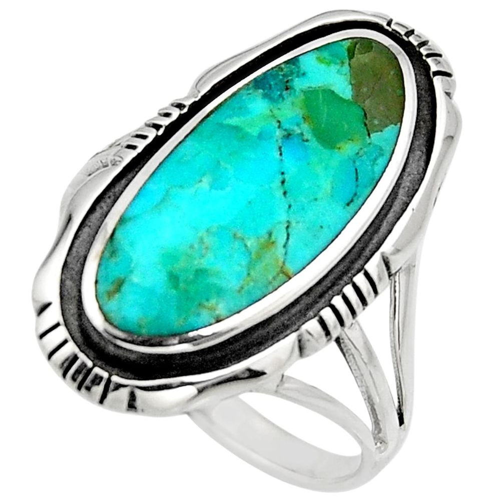 5.69gms blue arizona mohave turquoise enamel 925 silver ring size 9 c8715