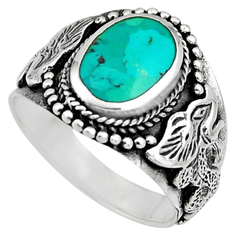 925 silver 7.69gms blue arizona mohave turquoise enamel ring size 9.5 c8718