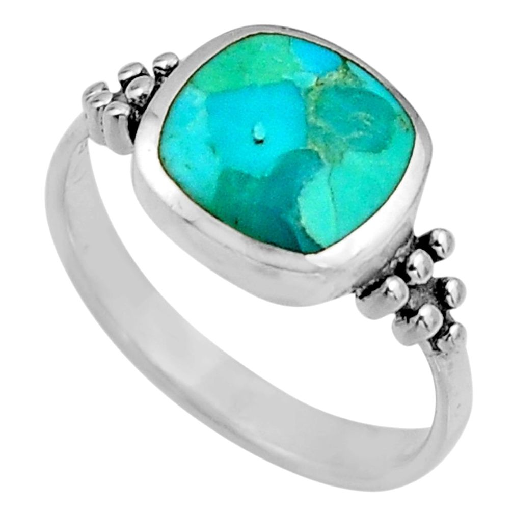 3.48gms blue arizona mohave turquoise enamel 925 silver ring size 7 c8720